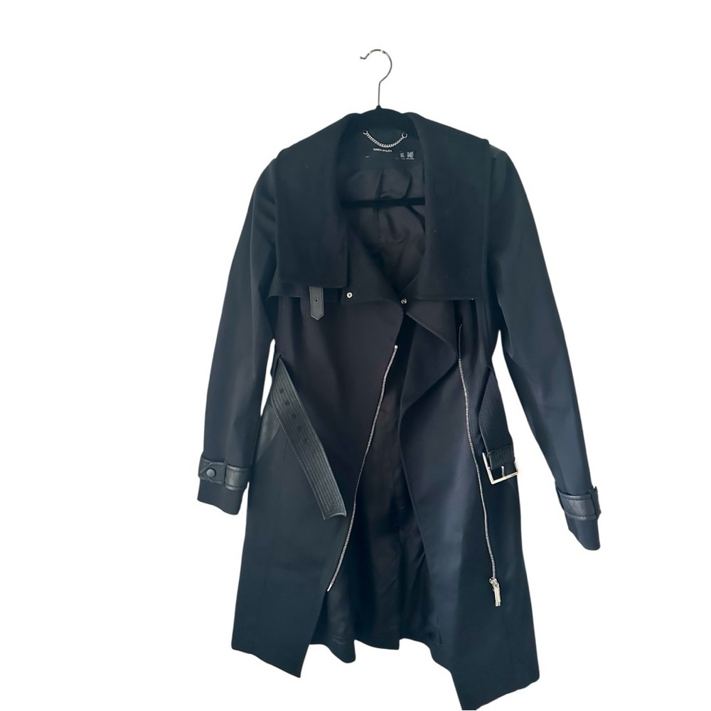 KAREN MILLEN Black Trench Coat Size 4/EU36 - Picture 2 of 9